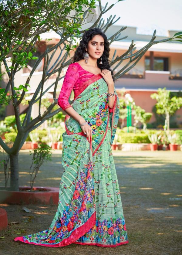 Shreyans Gaza Cheks 2 Soft Linen Slub Cotton Saree Collection